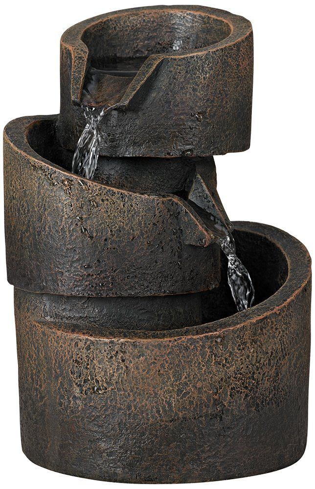 3-Tier Bronze Stone Contemporary Tabletop Fountain