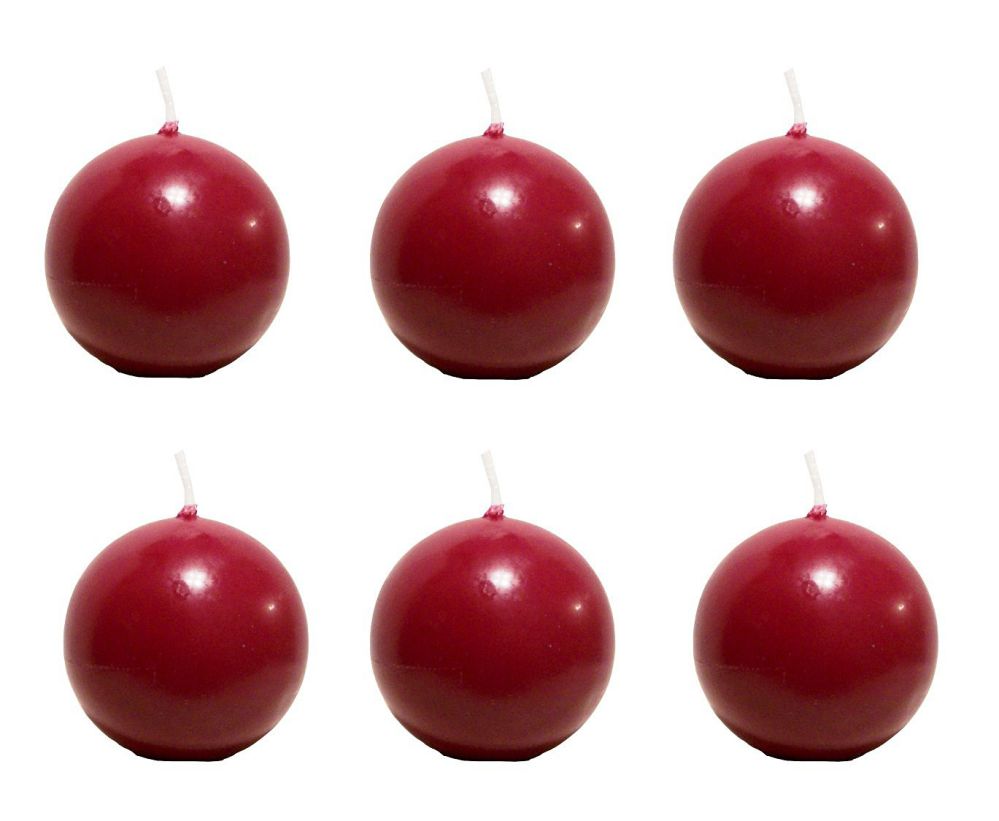 Biedermann & Sons 2-3/4-Inch Round-Shaped Candles, Burgundy, Set of 6
