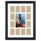 Craig Frames 1WB3BK 12 by 16-Inch Black Picture Frame, Single White Collage Mat with 13 Openings