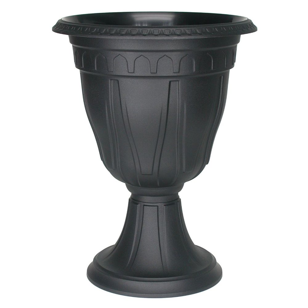 DCN Plastic 1420BK Tall Azura Urn Planter, Black