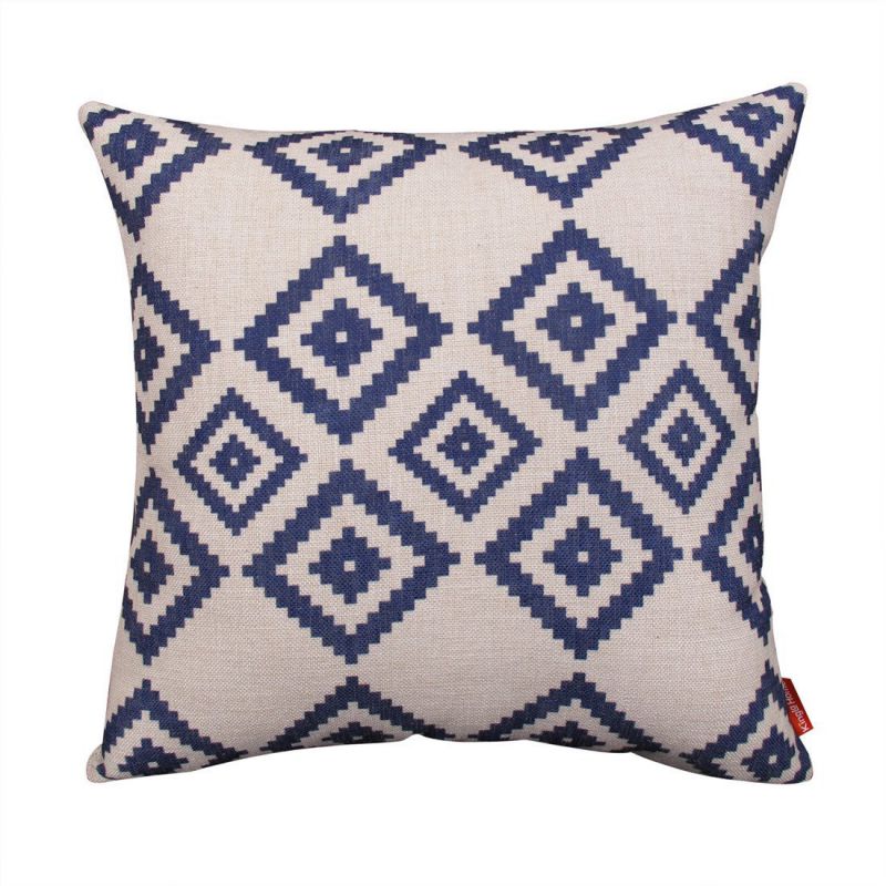 Kingla Home® Cotton Linen Square Decorative Couch Cushion Covers 18x18 Inch Pillowcases navy Blue Modern Geometry Throw Pillow Covers