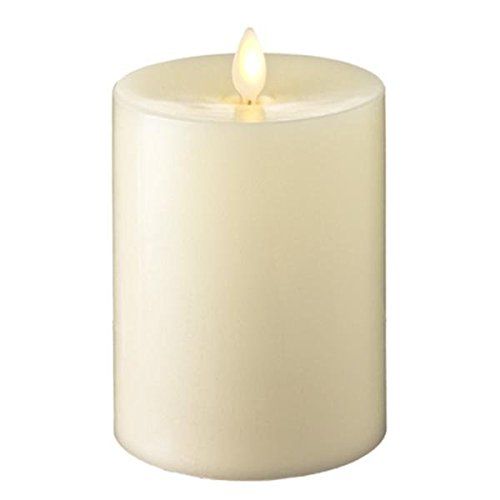 Liown Moving Flame Flat Edge Ivory Pillar 3.5" by 5"