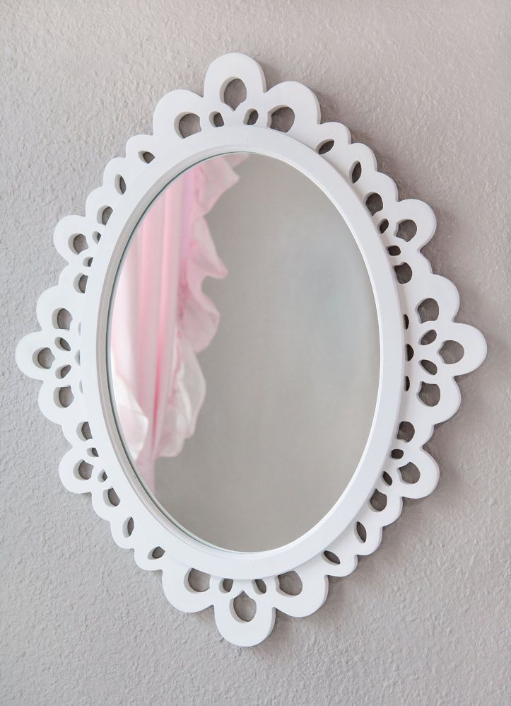 Oval Wall Mirror - Highly Decorative Wall Accessories - Use it for Bedroom and Bathroom Wall, or as a Princess Mirror for Girl's Princess Bedroom. Premium Sturdy Wood Frame Wall Mirror
