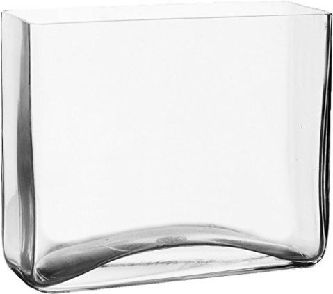 Rectangle Vase, Clear Glass. H-8", Open 8" x 4" (1 pc)