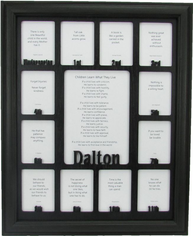 School Years Picture Frame - Personalized Picture Frame with any Name - K-12, School Frame, Custom Photo Frame, School Years Frame, Black Frame and Black Insert, School Days