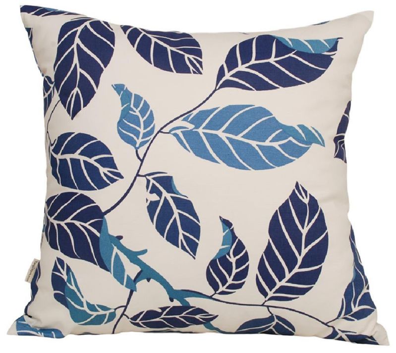 TangDepot Decorative Handmade Floral Leaf Throw Pillow Covers /Pillow Shams, 10 Sizes option - (14"x14", Blue Leaf)