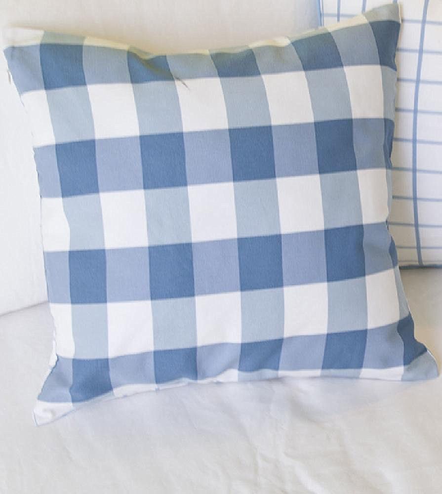 TangDepot Decorative Handmade Plaid/Checks Cotton Throw Pillow Covers /Pillow Shams, Include 6 Colors and 4 Sizes, Big Blue Grid, Big Pink Grid, Middle Blue Grid, Middle Khaki Grid, Middle Pink Grid, Small Blue Grid, 12"x18", 18"x18", 22"x22" and 26"x26"