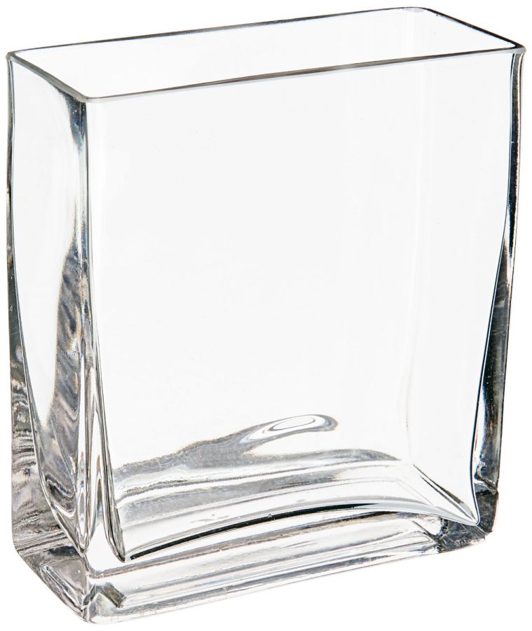 WGV Clear Rectangle Block Glass Vase, 2 by 5 by 6-Inch