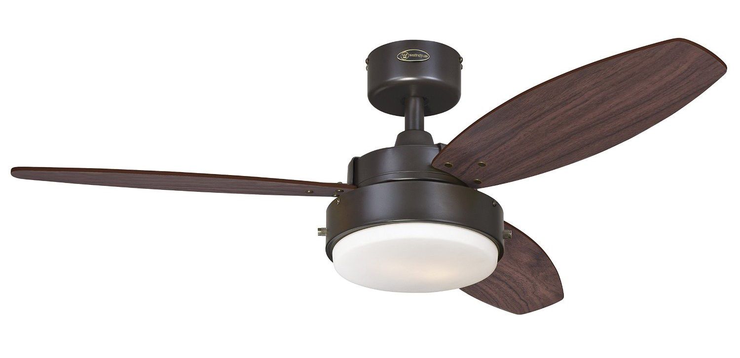 Westinghouse 7201900 Alloy Two-Light 42" Reversible Three-Blade Indoor Ceiling Fan, Oil Rubbed Bronze with Opal Frosted Glass