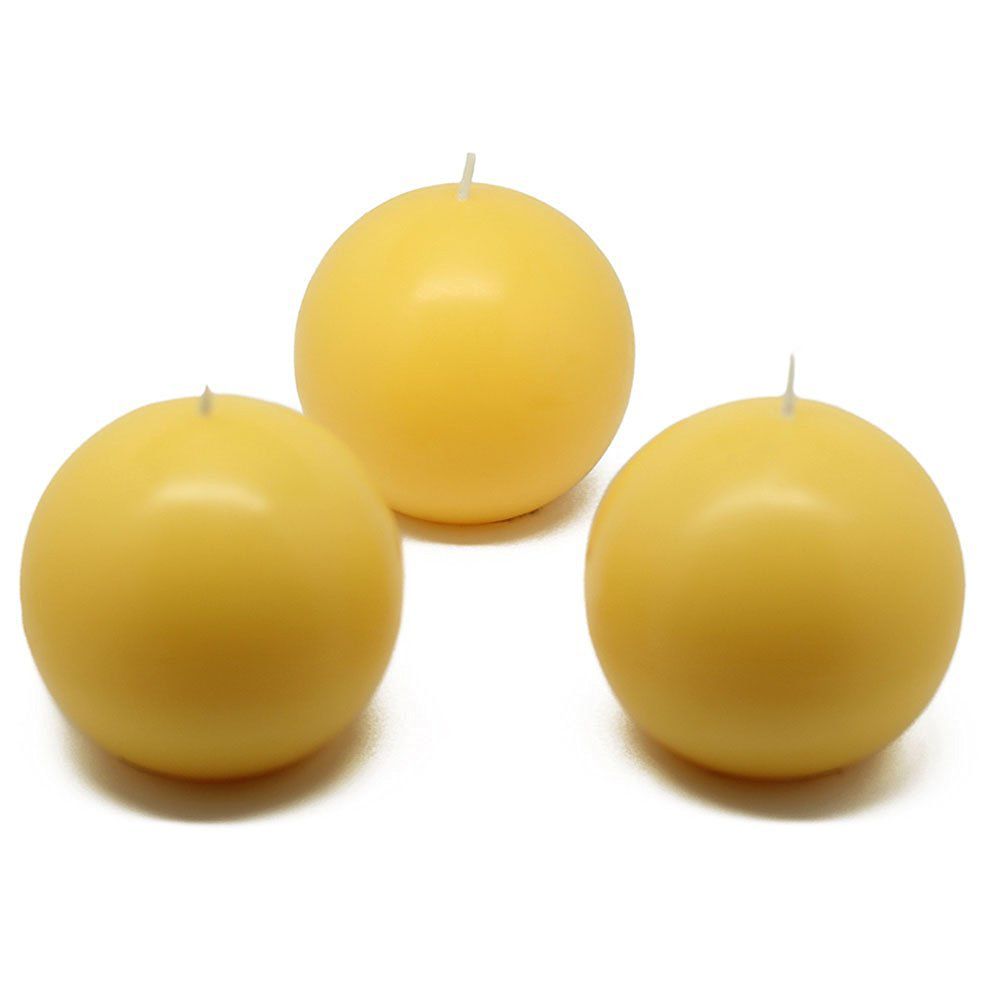 Zest Candle 6-Piece Ball Candles, 3-Inch, Yellow
