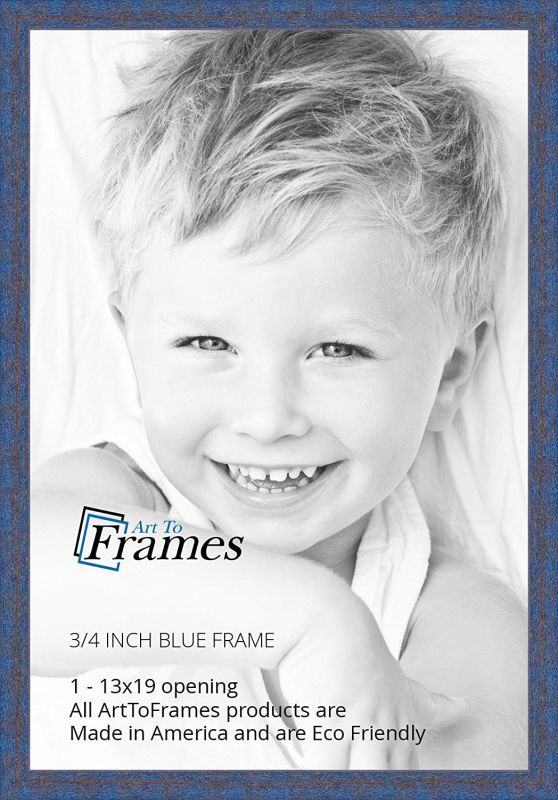 ArtToFrames 13x19 inch Blue Rustic Barnwood Wood Picture Frame, WOM0066-1343-YBLU-13x19