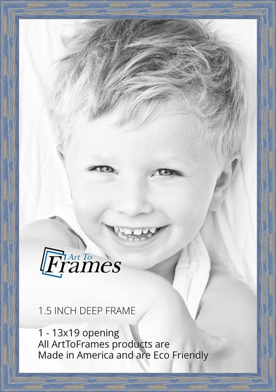 ArtToFrames 13x19 inch Deep Periwinkle Barnwood Frame Wood Picture Frame, WOM0066-56673-YBLU-13x19