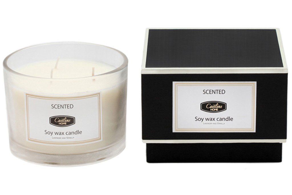 BEST Candles Scented Lavender and Vanilla Soy Wax Aromatherapy Candles Gift Boxed 3 Wick Candle 13oz by Caitlins Home