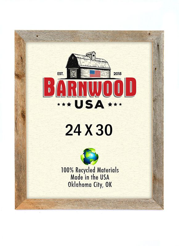 BarnwoodUSA Rustic 24 by 30 Inch Wooden Picture Frame with 2 Inch Wide Molding - 100% Reclaimed Wood, Weathered Gray