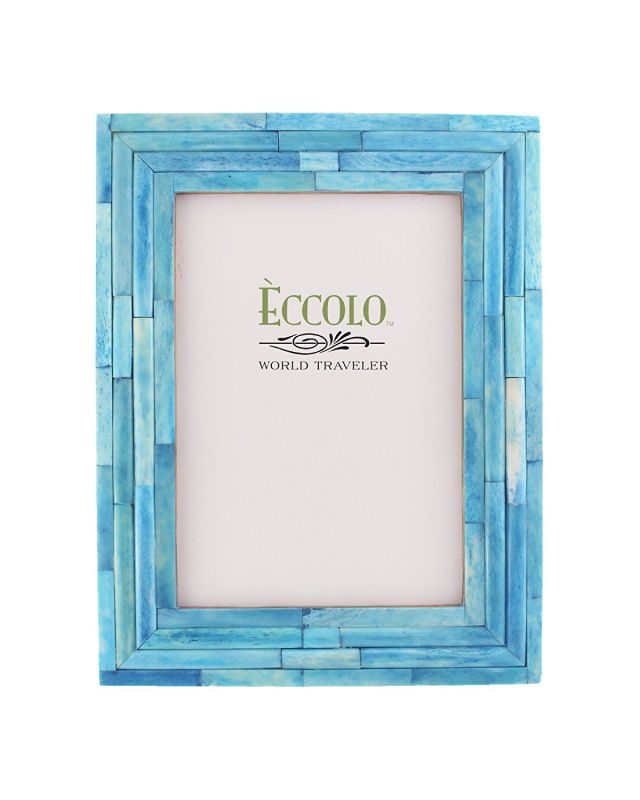 Eccolo World Traveler Naturals Collection Bangalore Raised Interior Frame, Holds 4 by 6-Inch Photo, Turquoise
