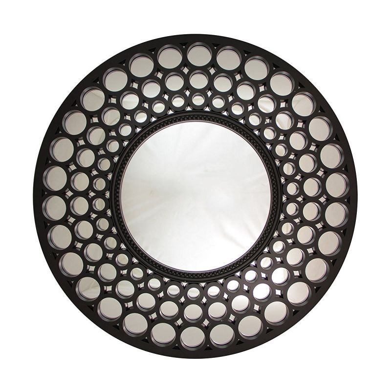 24.75" Glamorous Cascading Orbs Black Framed Round Wall Mirror
