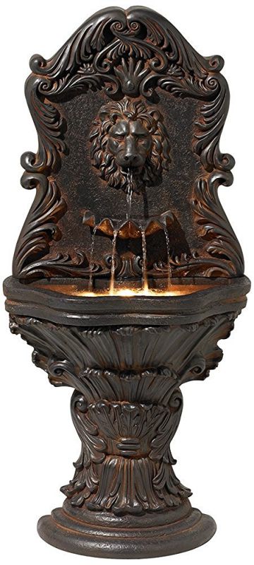 Imperial Lion Acanthus Wall Fountain with Light