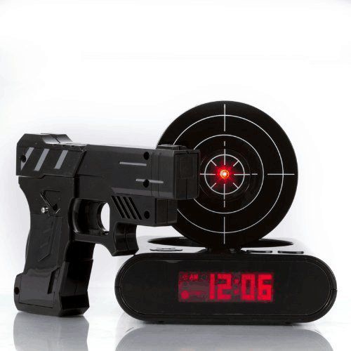 IreVoor Lock N' load Gun alarm clock/target alarm clock/Creative Gun Shooting Alarm Clock (Black)