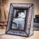 J Devlin Pic 376-2535 Stained Glass Picture Frame Holds 2 1/2 x 3 1/2 Vertical Portrait Photo Pale Purple with Clear Textured Vintage Glass
