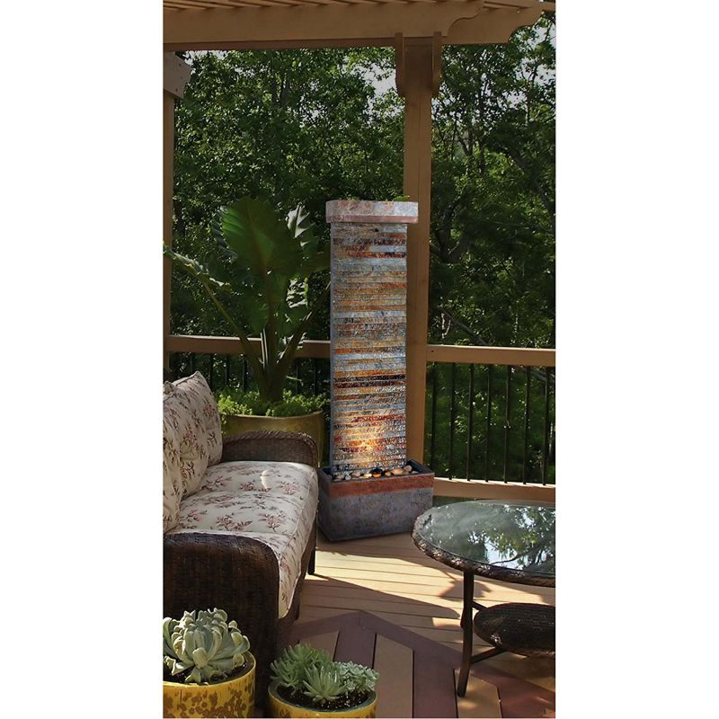 Kenroy Home #50293SLCOP Tacora Horizontal Indoor/Outdoor Floor Fountain in Natural Slate Finish with Copper Accents