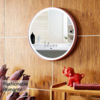 LED Wall Mirror, Silver Mirror with 2 Light Modes Controled by Touch Sensor.(Pink)