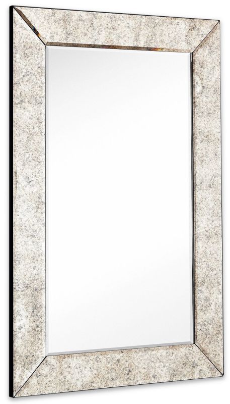 Large Antiqued Framed Wall Mirror 3.5 inch Antique Frame Rectangular Mirrored Glass Panel | Premium Beveled Silver Backed Mirror Vanity, Bedroom, or Bathroom Hangs Horizontal & Vertical (24" x 36")