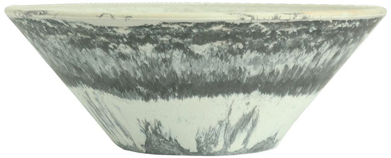 Listo Premium Horizon Fiber Clay Flat Bowl, 15-Inch, Black Stone