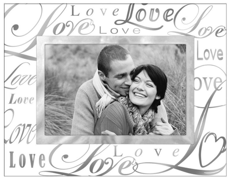 Malden International Designs Beveled Glass "Treasures Love" Metal Picture Frame, 4 by 6-Inch, Silver