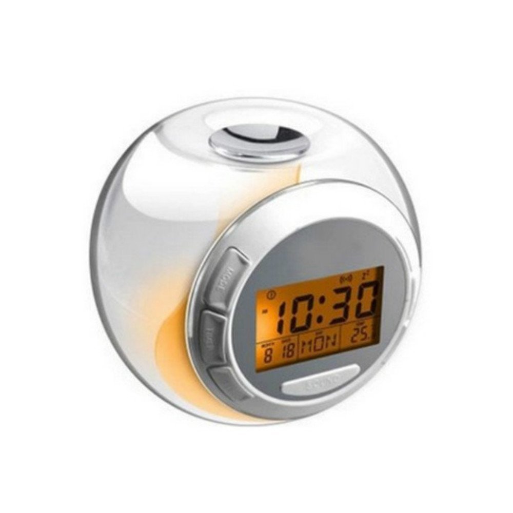 Natural Sound Alarm Clock 7 Color Changing Light LED Screen 3AAA Battery Powered Small Music Alarm Clock