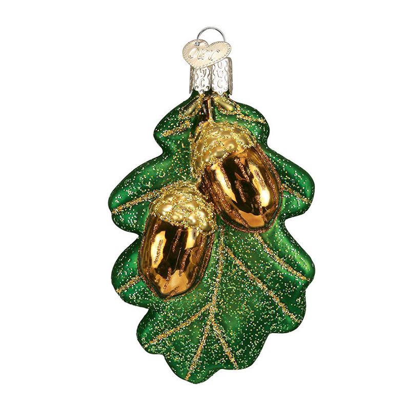 Old World Christmas Oak Leaf with Acorns Glass Blown Ornament
