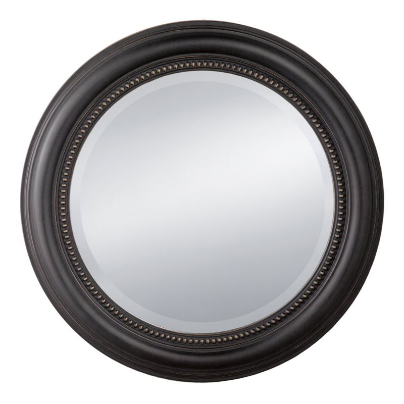 Prinz Distressed Black Round Beaded Profile Mirror, 20-Inch