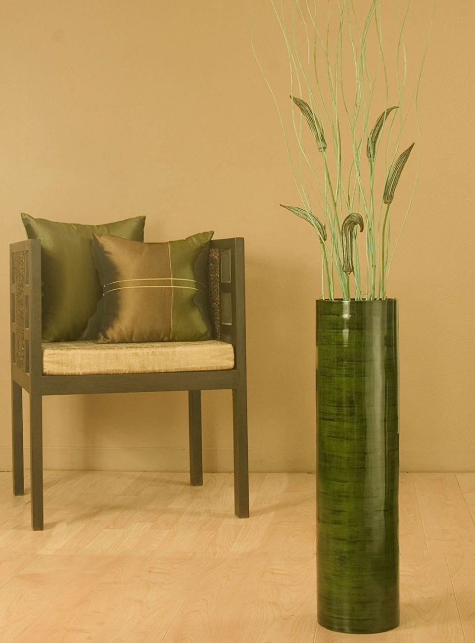 Shopping The Globe 27" Inch Bamboo Cylinder Floor Vase (Floral Not Included) - Forest Green
