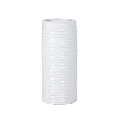 Torre & Tagus 901462 Ripple Ceramic Cylinder Vase, Tall, White