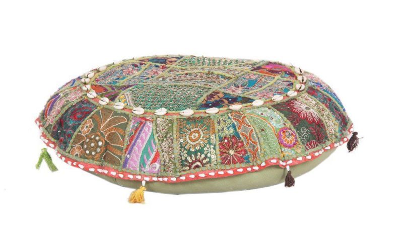 Vintage Pillow Cases Floor Meditation Patchwork Bohemian Ottoman Poufs
