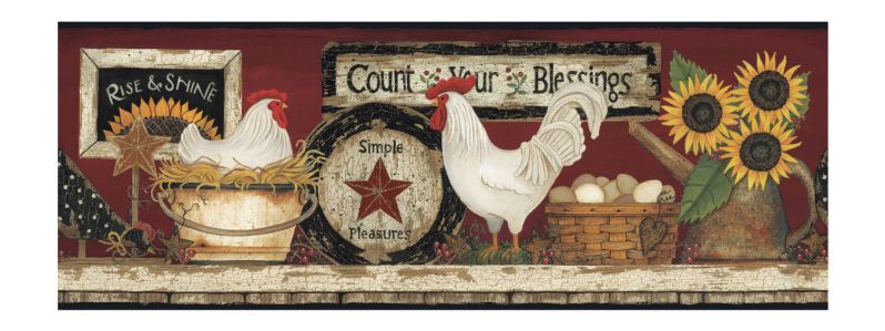 York Wallcoverings CB5538BD Hen And Rooster Border