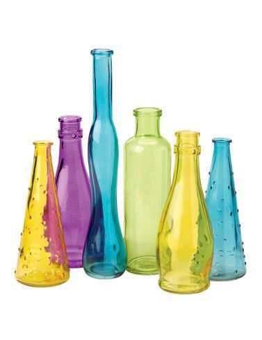 Glass Bottle Tree Bottles Pastel, Set of 6