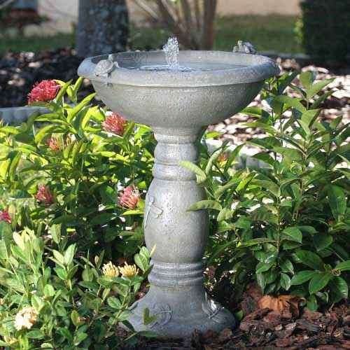 Smart Solar 20622R01 Country Gardens Solar Birdbath Fountain, Gray Weathered Stone Finish, Designed For Low Maintenance and Requires No Wiring or Operating Costs