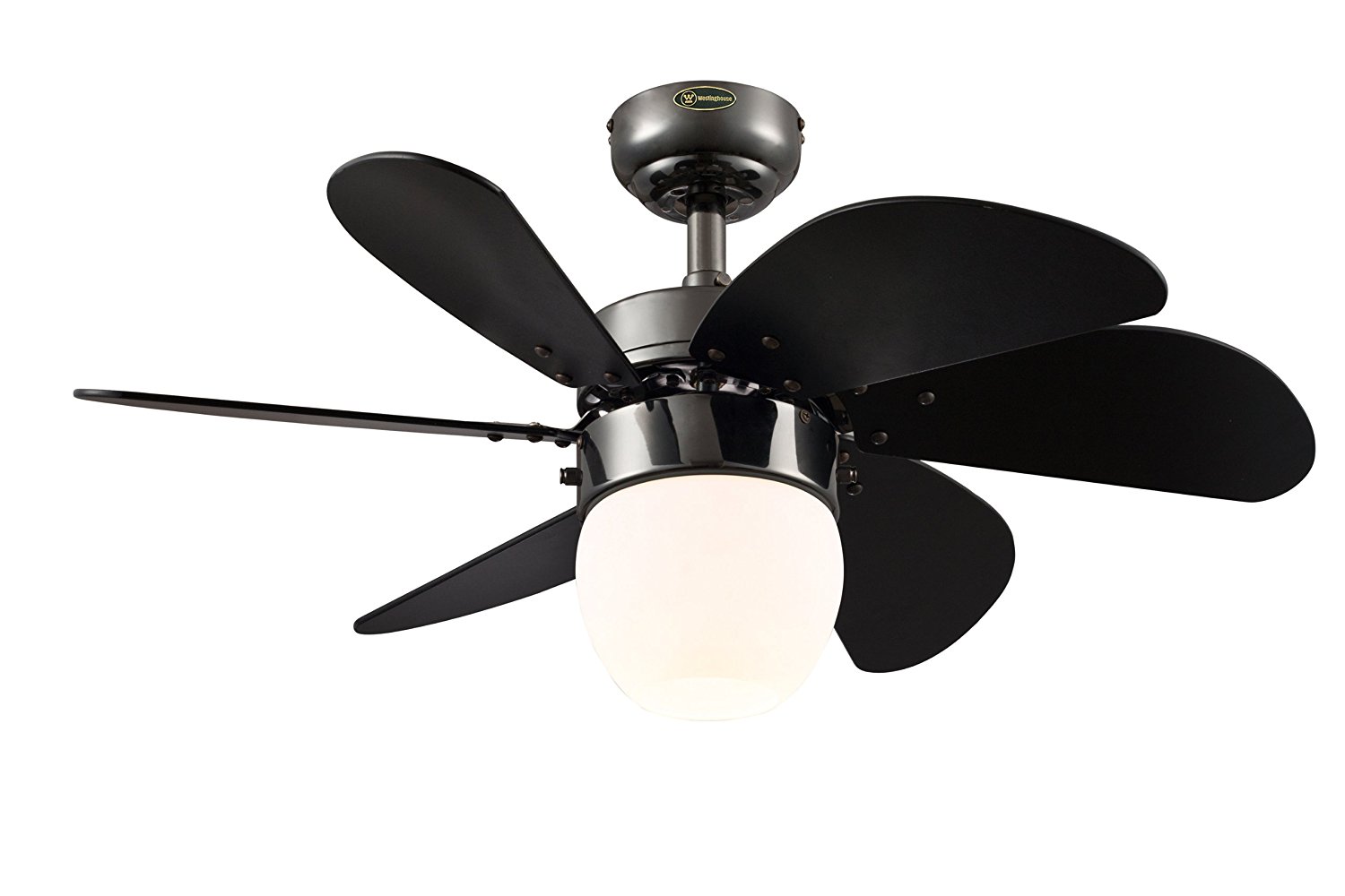 Westinghouse 7226100 Turbo Swirl CFL Single-Light 30-Inch Six-Blade Indoor Ceiling Fan, Gun Metal with Opal Frosted Glass