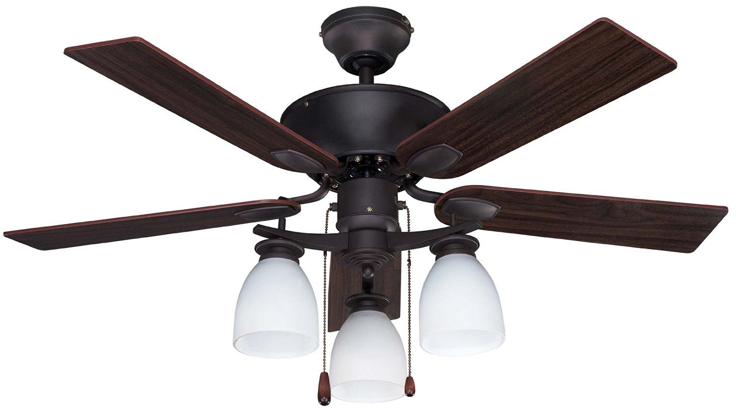 Canarm CF42NEW5ORB New Yorker Dual Mount 42-Inch Ceiling Fan with Flat Opal Light Kit and 5 Reversible Blades, Oil Rubbed Bronze
