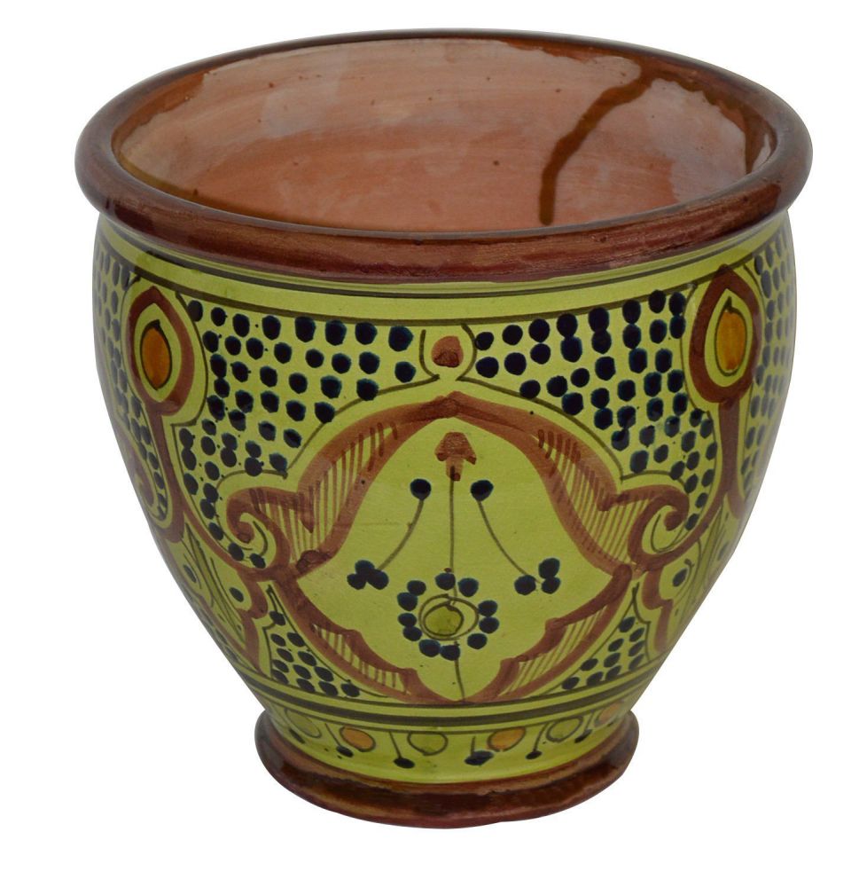 Flower Pot Moroccan Spanish Garden Drain Hole Ceramic Planter Handmade