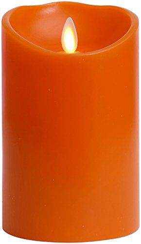 Halloween Flameless Candle featuring Moving Flame Technology by Liown: Unscented LED Candle with Timer and Batteries (3.5x5, Orange)