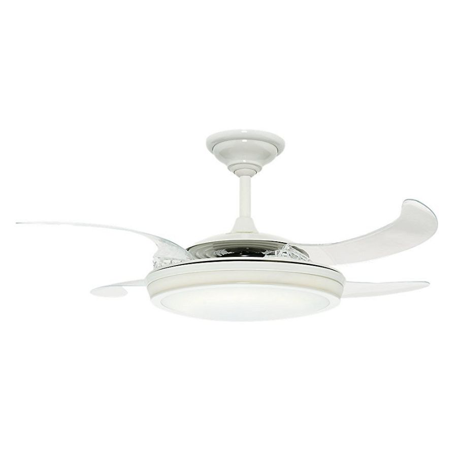 Hunter Fan 59086 Fanaway Retractable Blade 48" White Ceiling Fan with Light Kit and Remote Control