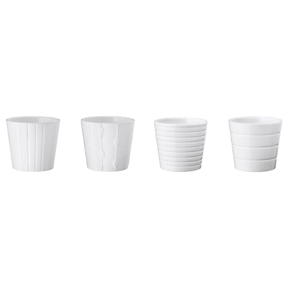 Ikea Kardemumma, Ceramic White Flower Plant Pot, Package Including All Four Textures/designs