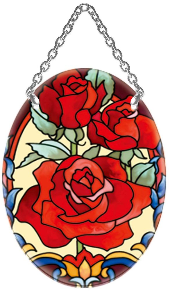 Joan Baker Design SO477R Rose Trio Art Glass Suncatcher, 4.5-Inch by 3.25-Inch