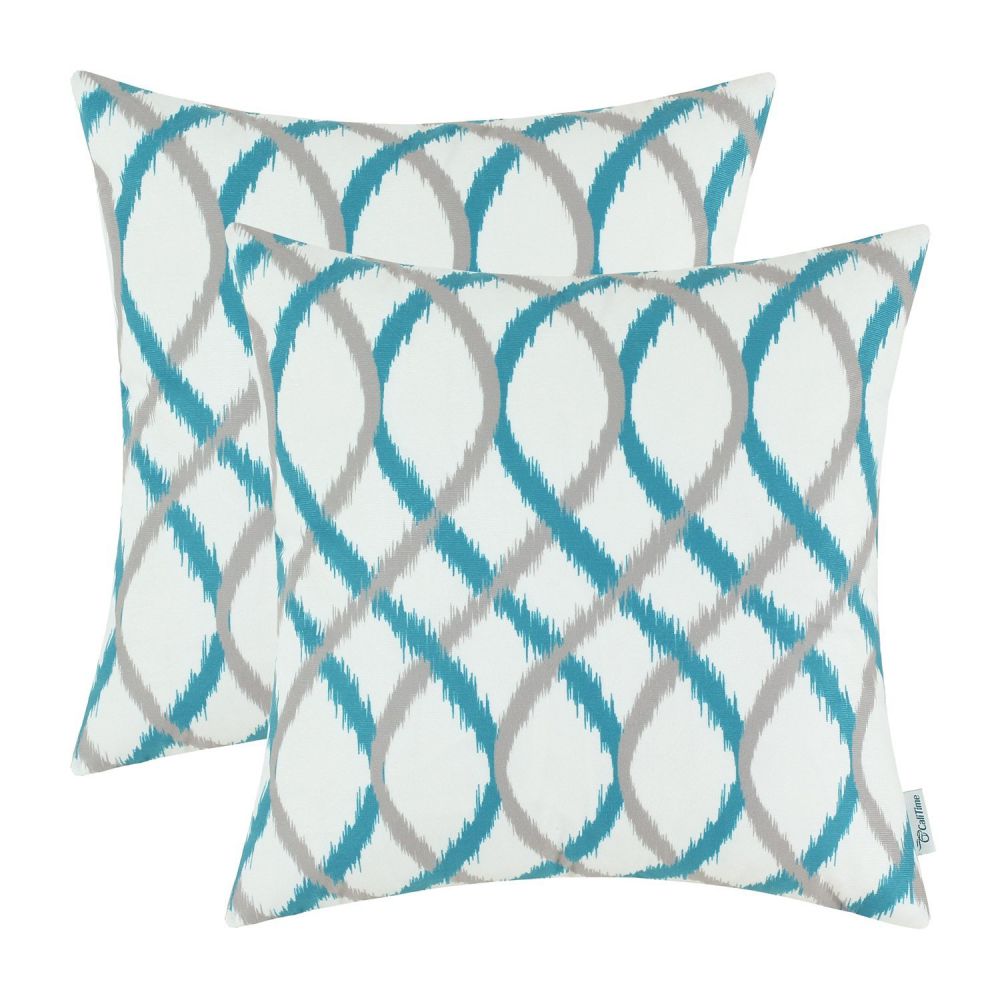 Pack of 2 CaliTime Throw Pillow Covers, Modern Two-tone Waves Geometric, 20 X 20 Inches, Gray Teal