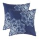 Pack of 2 Euphoria CaliTime Throw Pillow Covers 18 X 18 Inches, Vintage Dahlia Floral, Navy Blue
