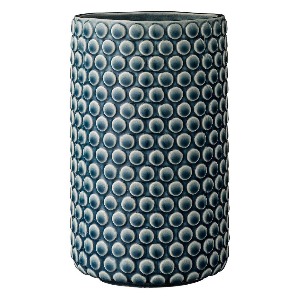 Teal Scalloped Ceramic Vase