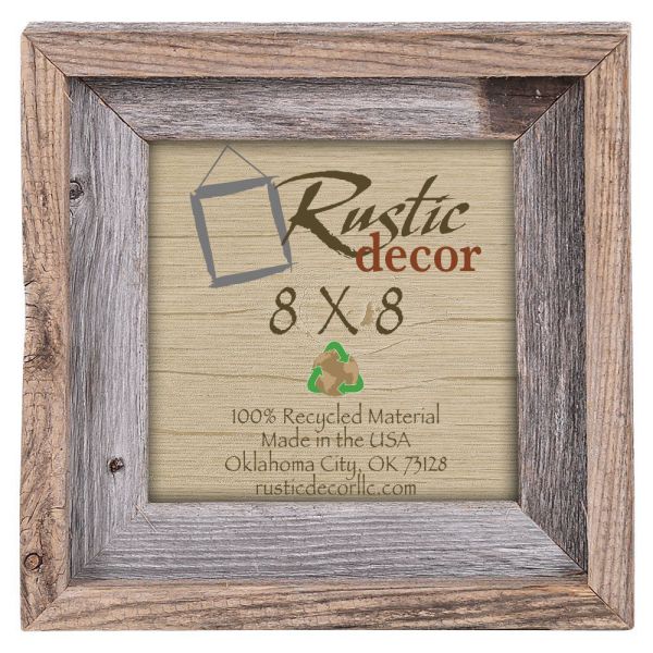 8x8 - 2" Wide Signature Reclaimed Rustic Barnwood Photo Frame