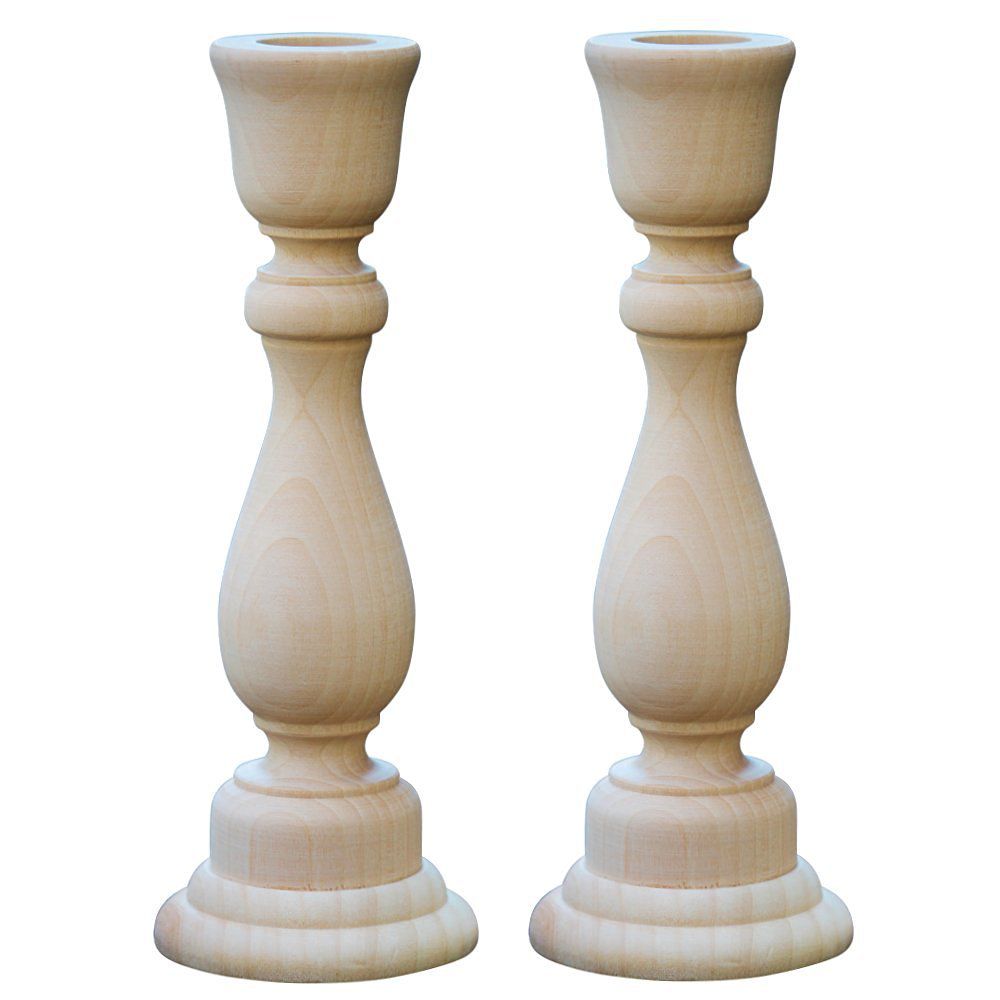 Woodpeckers® Unfinished Candlesticks 6-3/4 Inch, Unfinished Wooden Candlestick Holder - Bag of 2
