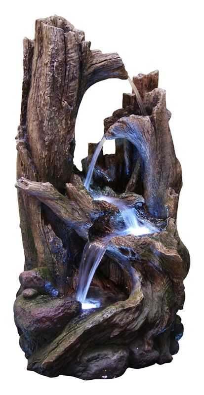 Alpine WIN786 Tree Trunk Fountain with LED Lights, Large